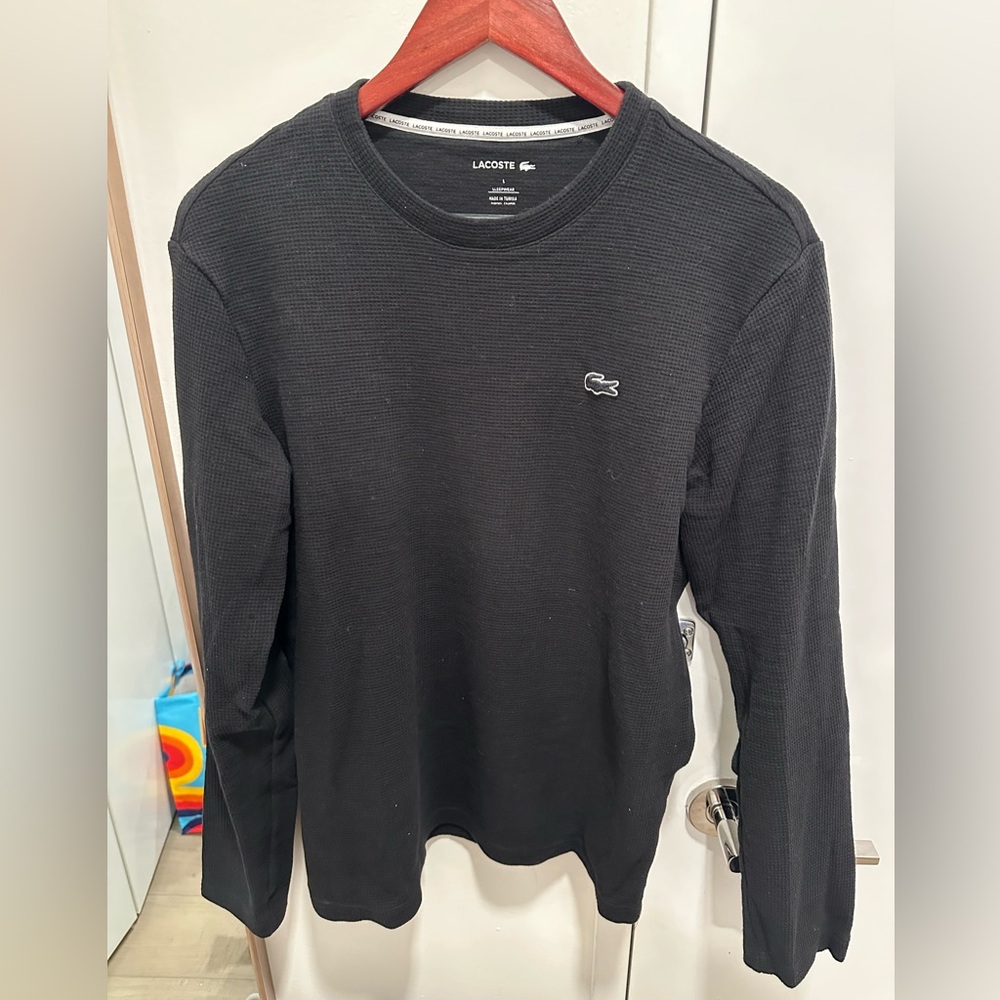 Lacoste Black Long Sleeve Tee with Crew Neck